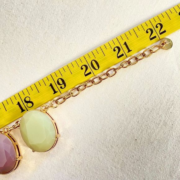 Talbots Necklace Large Oval Egg Pastel Facetted Stones Gold Tone Bezel Settings - Picture 7 of 8